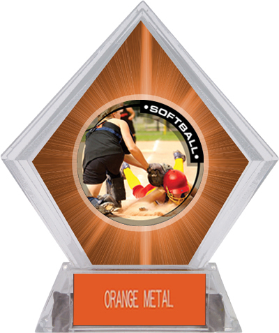 Awards P.R.2 Softball Orange Diamond Ice Trophy. Engraving is available on this item.