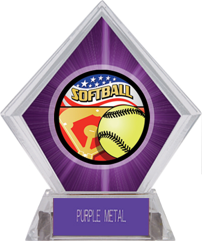 Award Americana Softball Purple Diamond Ice Trophy. Engraving is available on this item.