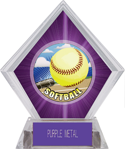 Awards HD Softball Purple Diamond Ice Trophy. Engraving is available on this item.