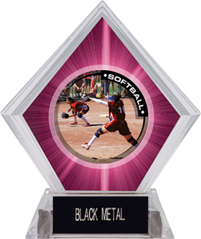 Awards P.R.1 Softball Pink Diamond Ice Trophy. Engraving is available on this item.