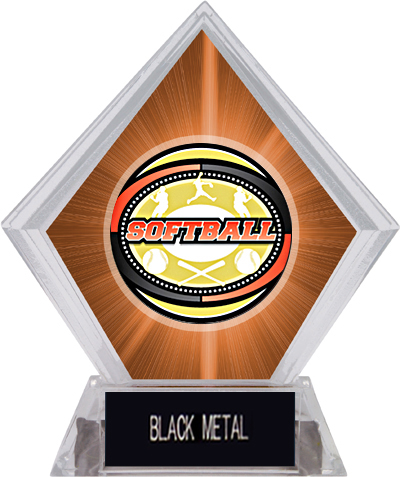 Awards Classic Softball Orange Diamond Ice Trophy. Engraving is available on this item.