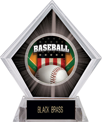 Awards Patriot Baseball Black Diamond Ice Trophy. Engraving is available on this item.