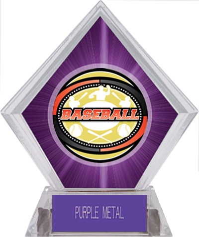 Awards Classic Baseball Purple Diamond Ice Trophy. Engraving is available on this item.