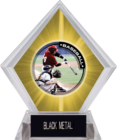 Awards P.R.1 Baseball Yellow Diamond Ice Trophy. Engraving is available on this item.