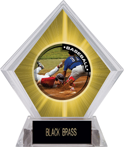 Awards P.R.2 Baseball Yellow Diamond Ice Trophy. Engraving is available on this item.