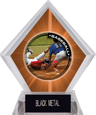 Awards P.R.2 Baseball Orange Diamond Ice Trophy. Engraving is available on this item.