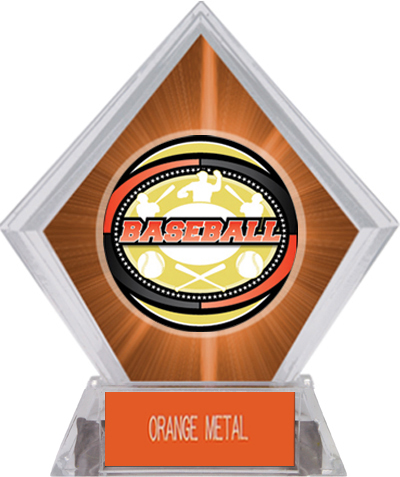 Awards Classic Baseball Orange Diamond Ice Trophy. Engraving is available on this item.