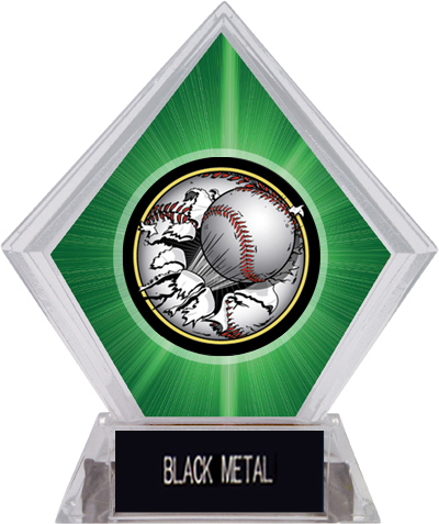Awards Bust-Out Baseball Green Diamond Ice Trophy. Engraving is available on this item.