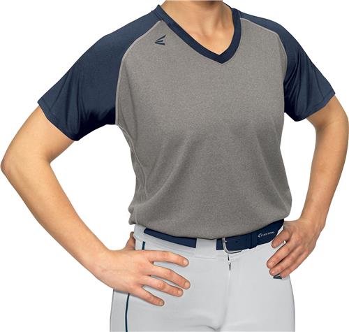 Easton V-Neck Short Sleeve Raglan Softball Jerseys. Decorated in seven days or less.
