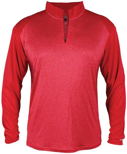Badger Sport Pro Heather Sport 1/4 Zip Shirt. Decorated in seven days or less.