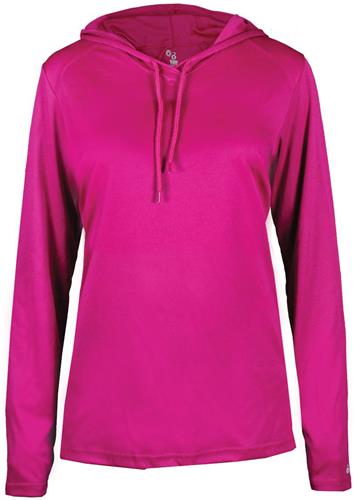Badger Ladies' B-Core Long Sleeve Hood Tee. Decorated in seven days or less.