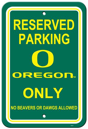 Collegiate Oregon Plastic Parking Sign