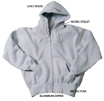 Eagle USA Super Heavyweight Zippered Fleece Hoodie. Decorated in seven days or less.