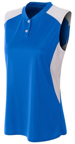 A4 Women's Sleeveless 2-Button Henley Jersey. Decorated in seven days or less.