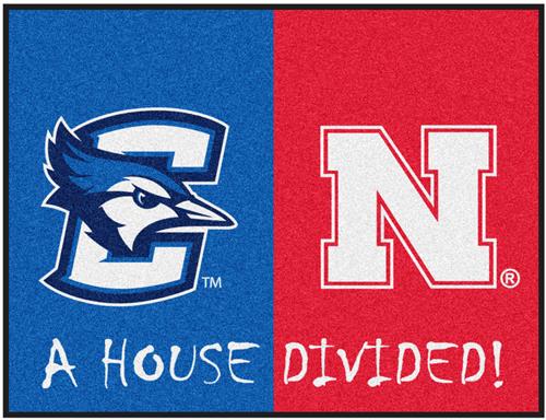 Fan Mats NCAA Creighton/Nebraska House Divided Mat