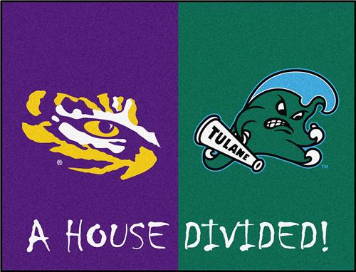 Fan Mats NCAA LSU/Tulane House Divided Mat
