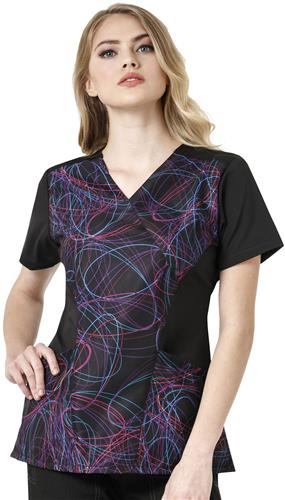 WonderWink On the Verge Mock Wrap Scrub Top. Embroidery is available on this item.