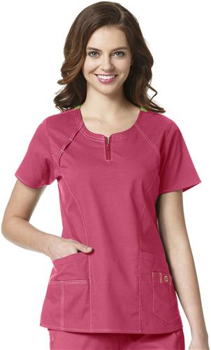 WonderFlex Heaven Fashion Zip Scrub Top. Embroidery is available on this item.