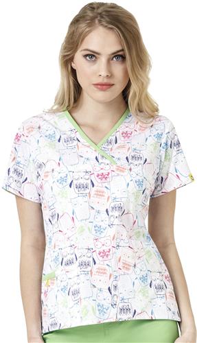 WonderWink Womens Charlie Mock Wrap Scrub Top. Embroidery is available on this item.