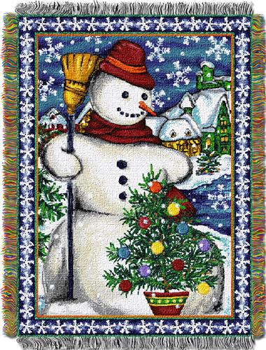 Northwest Village Snowman Woven Tapestry Throw