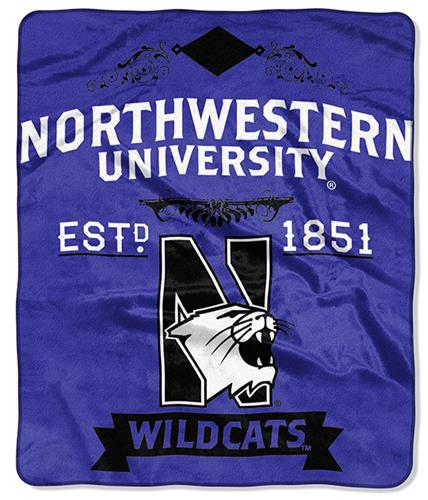 NCAA Northwestern University Label Raschel Throw