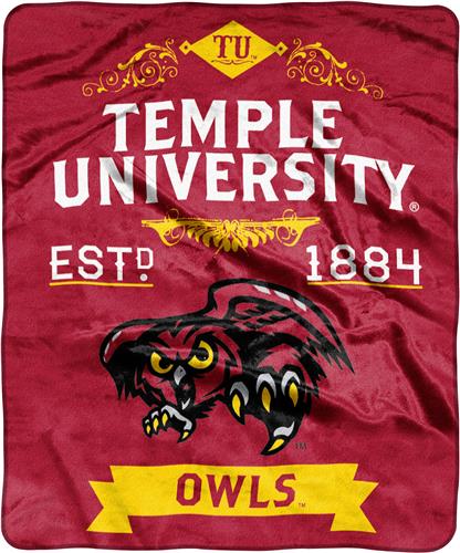 NCAA Temple Univ Label Raschel Throw