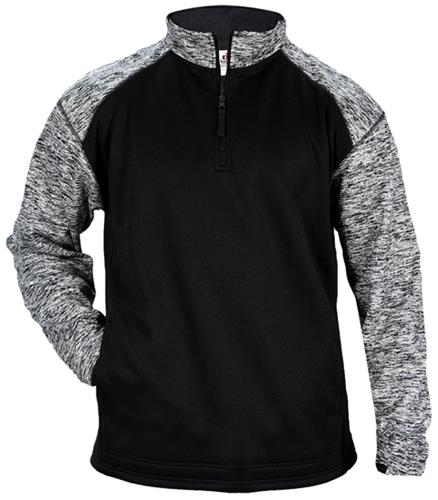 Adult (AXS - NAVY/NAVY) Blend Sport Fleece Loose Fit 1/4 Zip Jacket. Decorated in seven days or less.