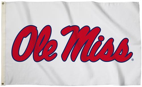 Collegiate Mississippi White 3'x5' Flag w/Grommets
