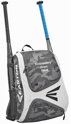 Easton E110BP Baseball Backpacks Holds 2 Bats. Embroidery is available on this item.