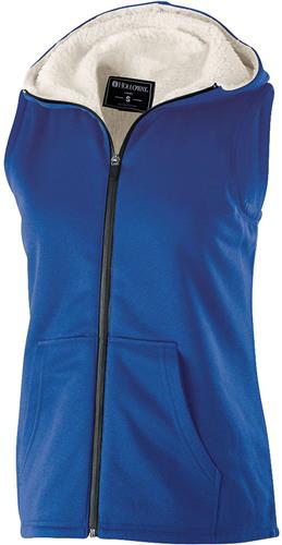 Womens, Sherpa Lined, Pocketed Heather Vest (Athletic,Black,Navy,Royal,Red)