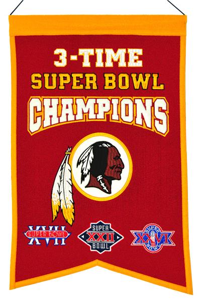 Winning Streak NFL Redskins 3x Super Bowl Banner Epic Sports