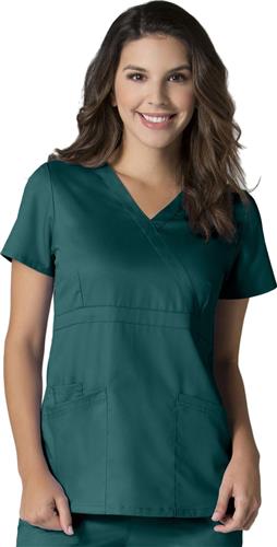 Maevn EON Women's Back Mesh Panel Mock Wrap Scrub Top 1748. Embroidery is available on this item.