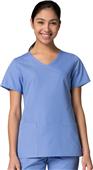 Maevn Red Panda Women's Curved Mock Wrap Scrub Top 1726