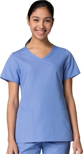Maevn Red Panda Women's Curved Mock Wrap Scrub Top 1726. Embroidery is available on this item.