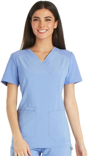 Cherokee Women's iFlex Mock Wrap Scrub Top. Embroidery is available on this item.