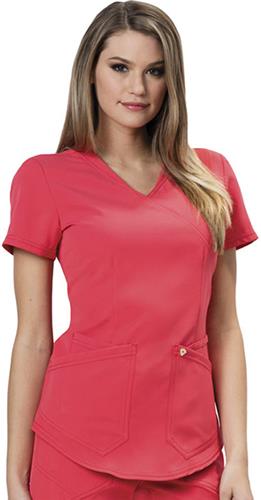 Careisma Women's Mock Wrap Scrub Top. Embroidery is available on this item.