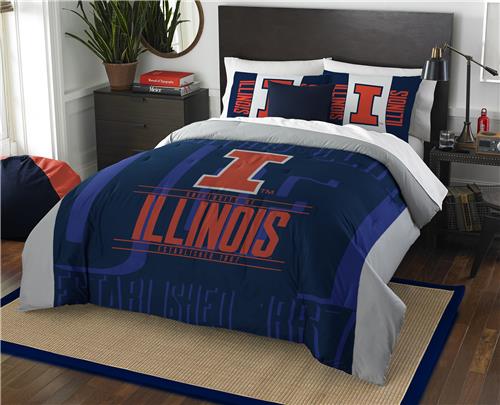 Northwest NCAA Illinois Full/Queen Comforter/Shams