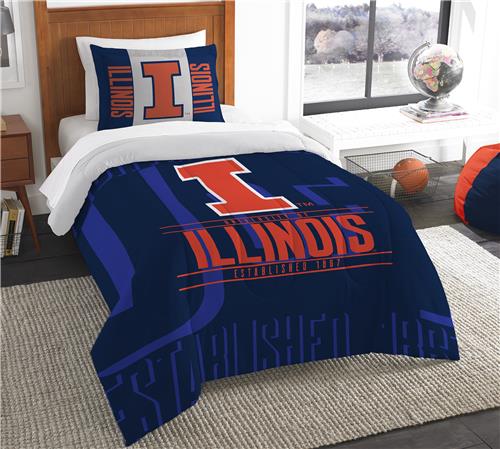 Northwest NCAA Illinois Twin Comforter & Sham