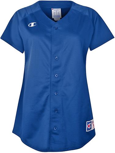 Champion Womens Full Button Softball Jersey. Decorated in seven days or less.