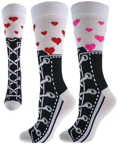 Red Lion Sneaker Hearts Crew Socks - Closeout