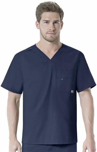 Carhartt Mens V-Neck Multi-Pocket Scrub Top. Embroidery is available on this item.