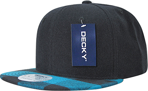 Decky Plaid Flat Bill Snapback Cap. Embroidery is available on this item.