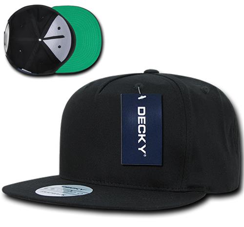 Decky Flat Bill 5-panel Green Undervisor Cap. Embroidery is available on this item.