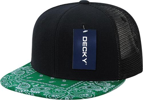 Decky 6 Panel High Profile Structured Bandana Paisley Bill Trucker 1083. Embroidery is available on this item.