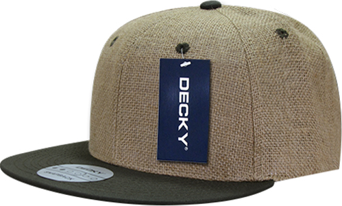 Decky Light Jute Snapback Cap. Embroidery is available on this item.