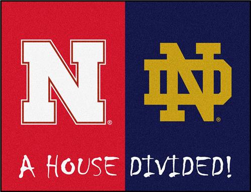 Fan Mat NCAA Nebraska/Notre Dame House Divided Mat