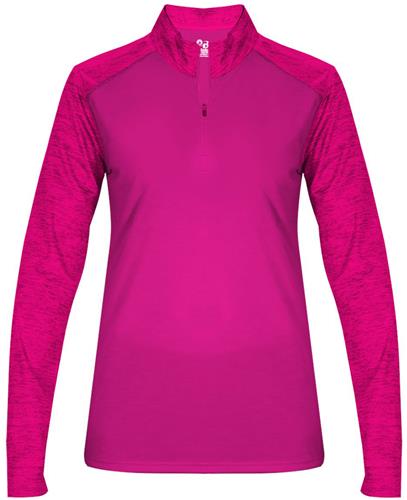 Badger Sport Tonal Blend Ladies 1/4 Zip Pullover. Decorated in seven days or less.