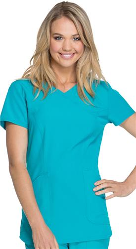 HeartSoul Women Cross My Heart Mock Wrap Scrub Top. Embroidery is available on this item.