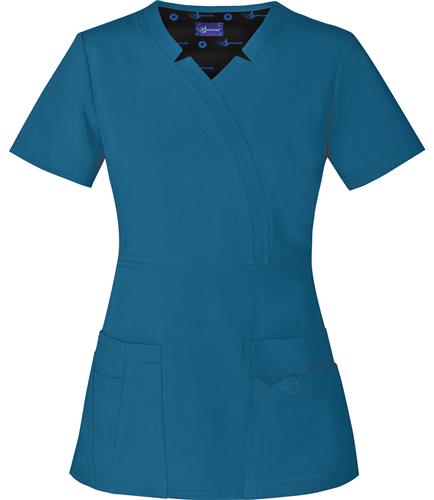 Sapphire Womens Madison Mock Wrap Scrub Top. Embroidery is available on this item.