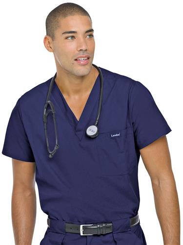 Landau Men's Vented Scrub Top. Embroidery is available on this item.
